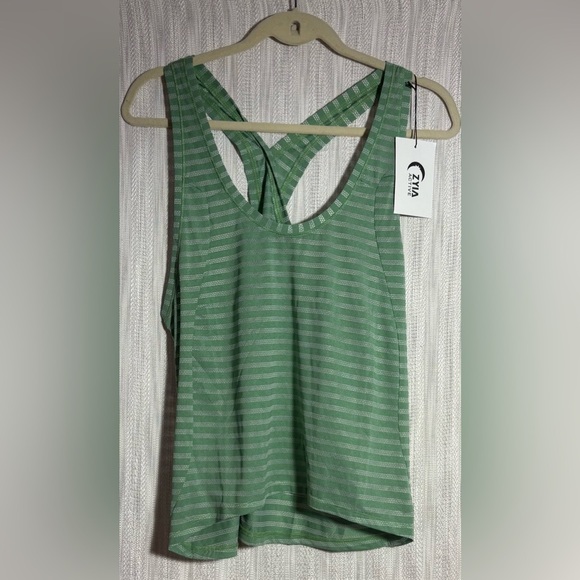 ZYIA Green Striped Tank Top - Picture 1 of 3